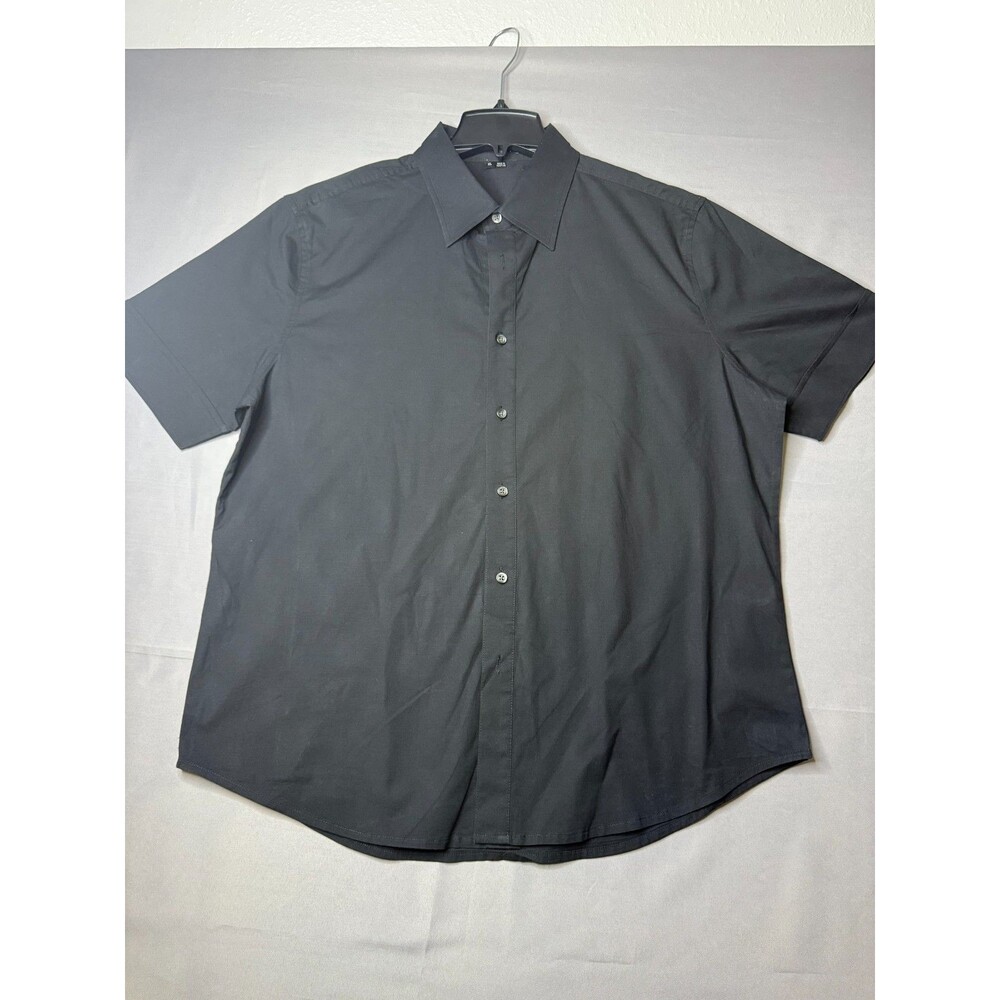 Theory Mens Quiet Luxury Sylvain Short Sleeve Poplin Stretch Curved Hem Shirt XL
